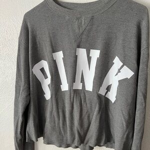 PINK Victoria's Secret Grey Cropped T-shirt
